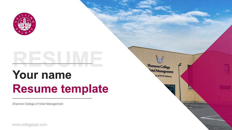 Shannon College of Hotel Management Resume PPT Template16:9 ratio PPT effect preview image
