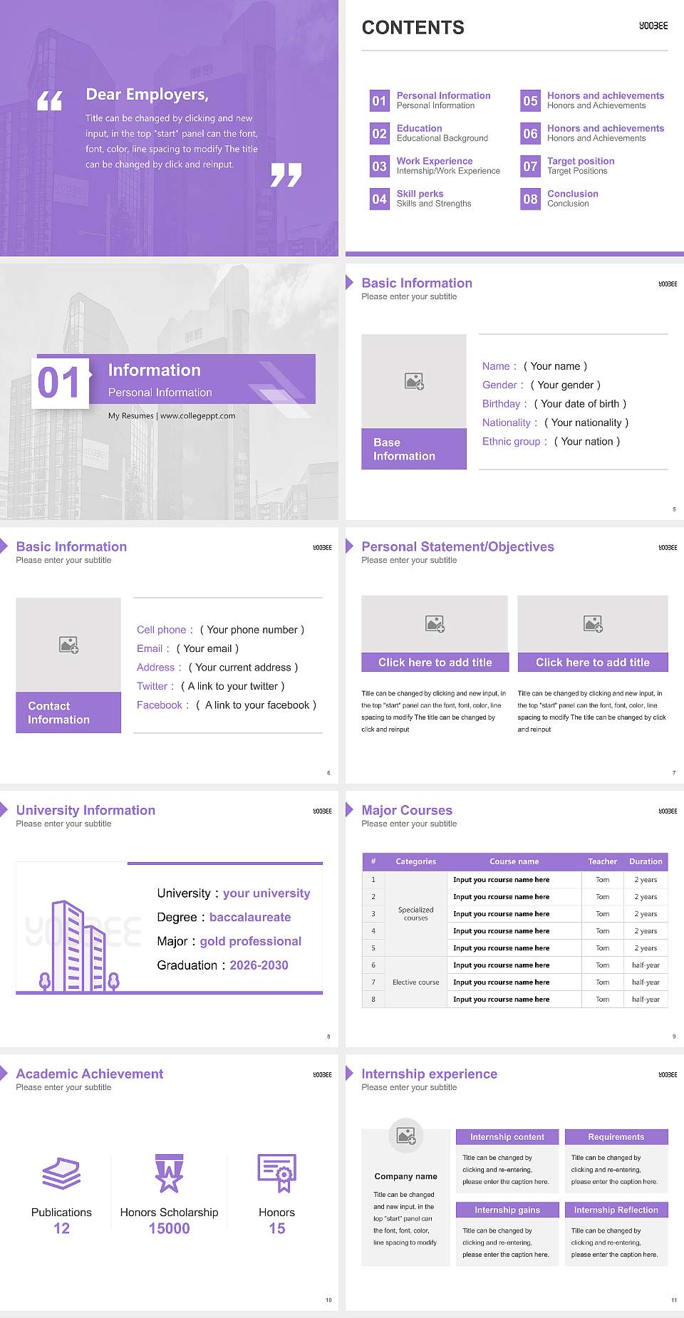 Yoobee College of Creative Innovation Resume PPT Template4:3 ratio PPT effect preview image2