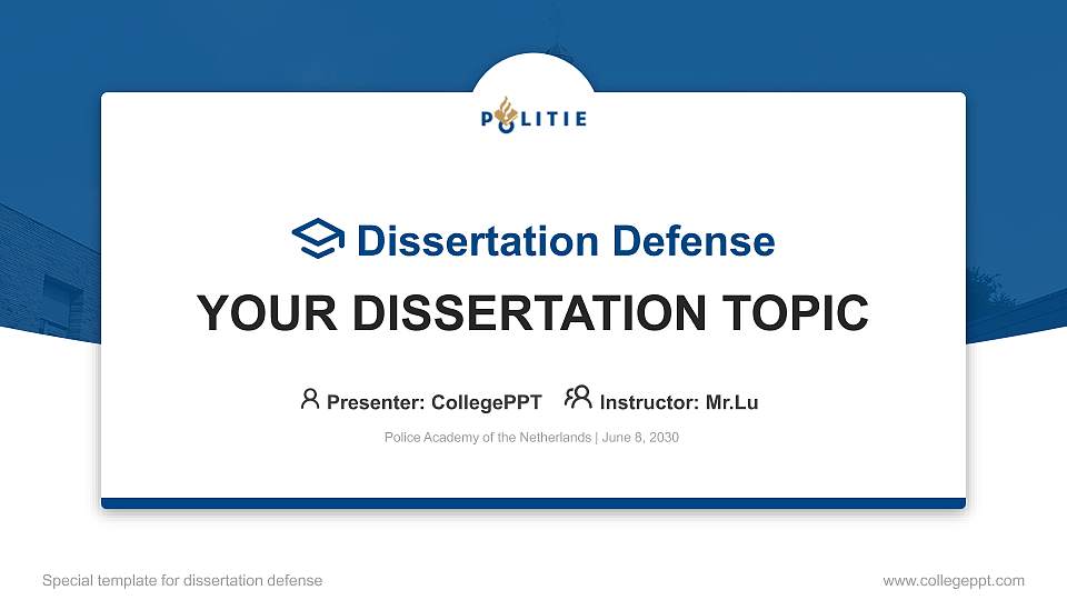 Police Academy of the Netherlands Graduation Thesis Defense PPT Template16:9 ratio PPT effect preview image