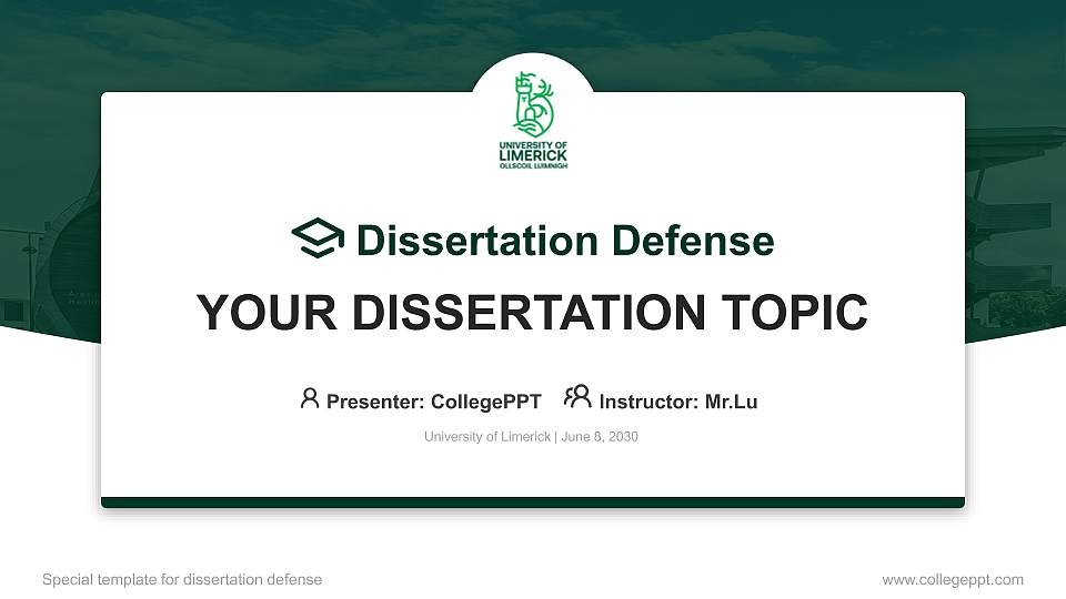 University of Limerick Graduation Thesis Defense PPT Template16:9 ratio PPT effect preview image