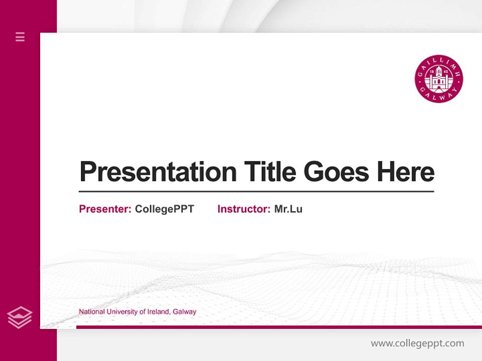 National University of Ireland, Galway Thesis Proposal/Graduation Defense PPT Template4:3 ratio PPT effect preview image5