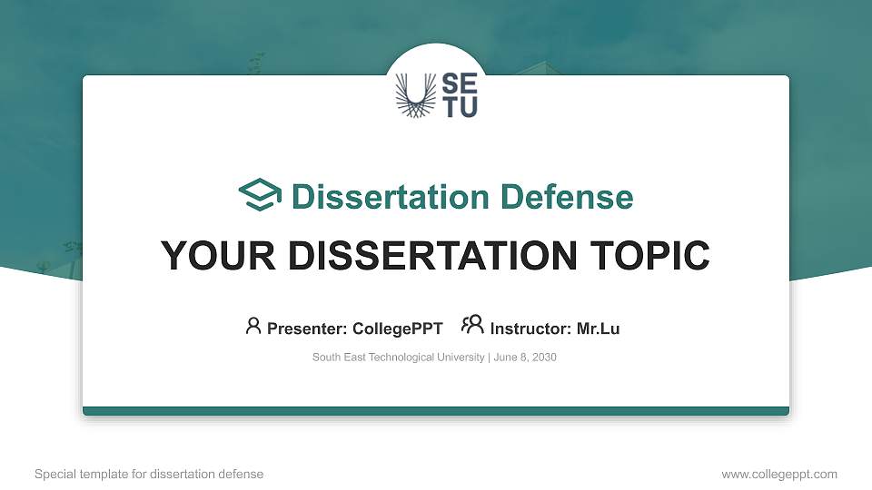 South East Technological University Graduation Thesis Defense PPT Template16:9 ratio PPT effect preview image