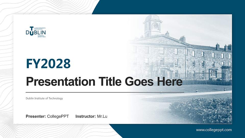 Dublin Institute of Technology Academic Presentation/Research Findings Report PPT Template16:9 ratio PPT effect preview image