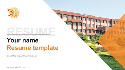 Bhagat Phool Singh Mahila Vishwavidyalaya Resume PPT Template