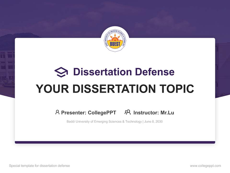 Baddi University of Emerging Sciences & Technology Graduation Thesis Defense PPT Template4:3 ratio PPT effect preview image7