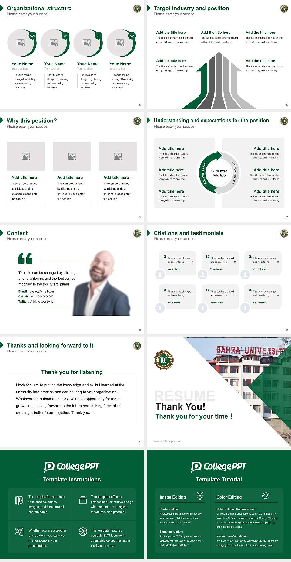 Bahra University Resume PPT Template4:3 ratio PPT effect preview image4