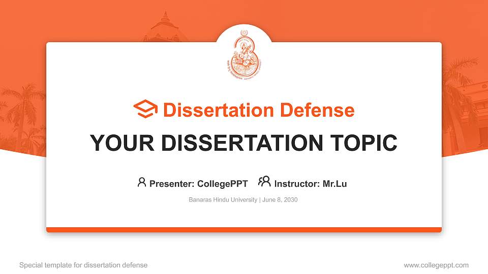 Banaras Hindu University Graduation Thesis Defense PPT Template16:9 ratio PPT effect preview image