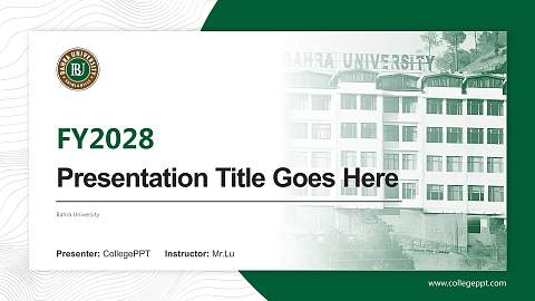 Bahra University Academic Presentation/Research Findings Report PPT Template