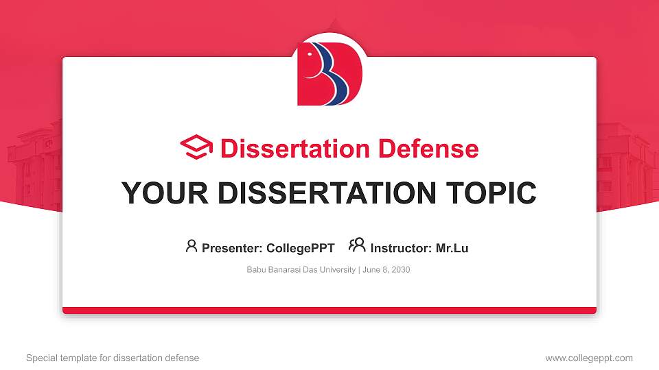 Babu Banarasi Das University Graduation Thesis Defense PPT Template16:9 ratio PPT effect preview image