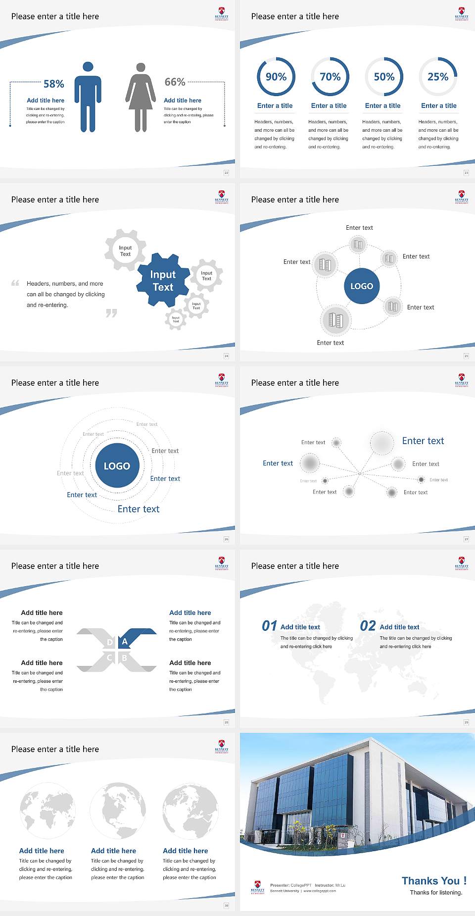 Bennett University Course/Courseware Creation PPT Template4:3 ratio PPT effect preview image4