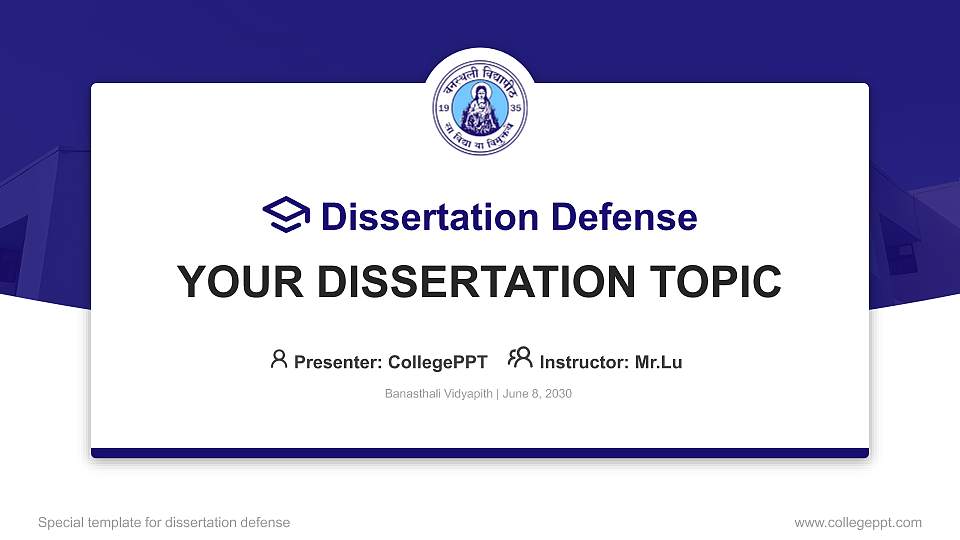 Banasthali Vidyapith Graduation Thesis Defense PPT Template16:9 ratio PPT effect preview image