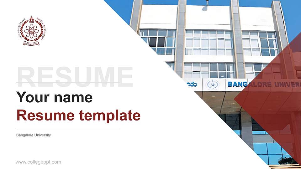 Bangalore University Resume PPT Template16:9 ratio PPT effect preview image