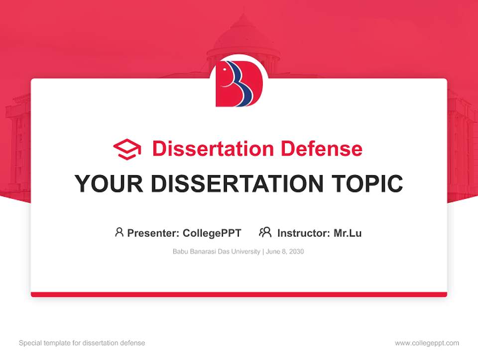 Babu Banarasi Das University Graduation Thesis Defense PPT Template4:3 ratio PPT effect preview image7