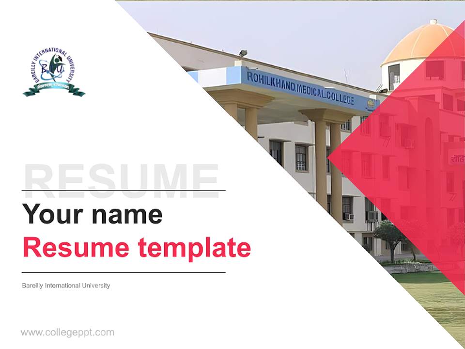 Bareilly International University Resume PPT Template4:3 ratio PPT effect preview image5