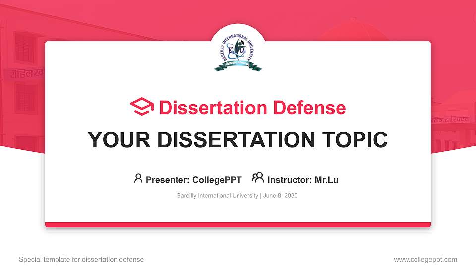 Bareilly International University Graduation Thesis Defense PPT Template16:9 ratio PPT effect preview image