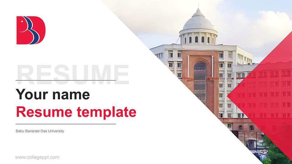 Babu Banarasi Das University Resume PPT Template16:9 ratio PPT effect preview image