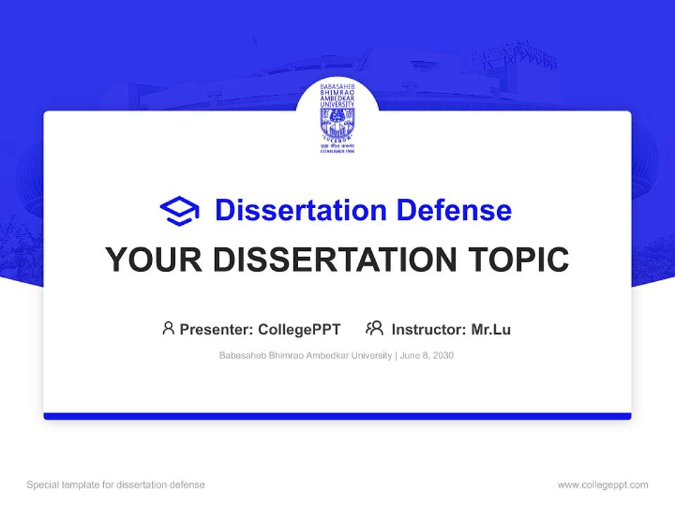 Babasaheb Bhimrao Ambedkar University Graduation Thesis Defense PPT Template4:3 ratio PPT effect preview image7