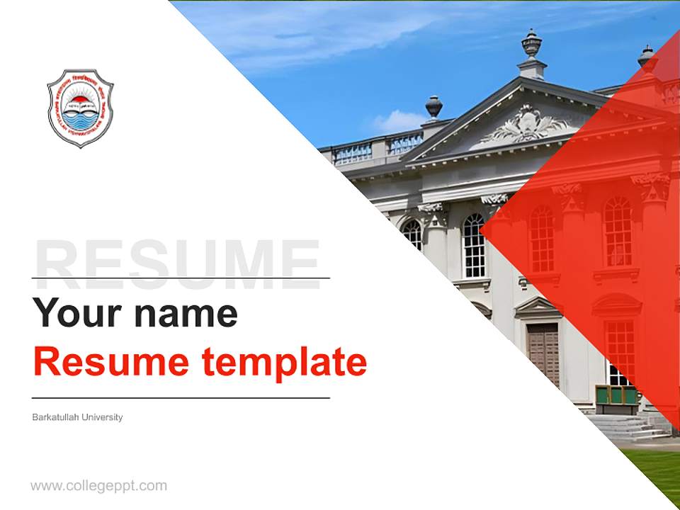 Barkatullah University Resume PPT Template4:3 ratio PPT effect preview image5