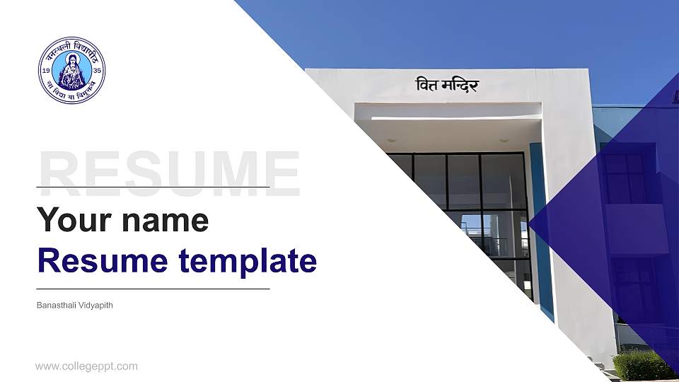 Banasthali Vidyapith Resume PPT Template16:9 ratio PPT effect preview image