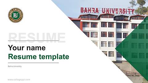 Bahra University Resume PPT Template
