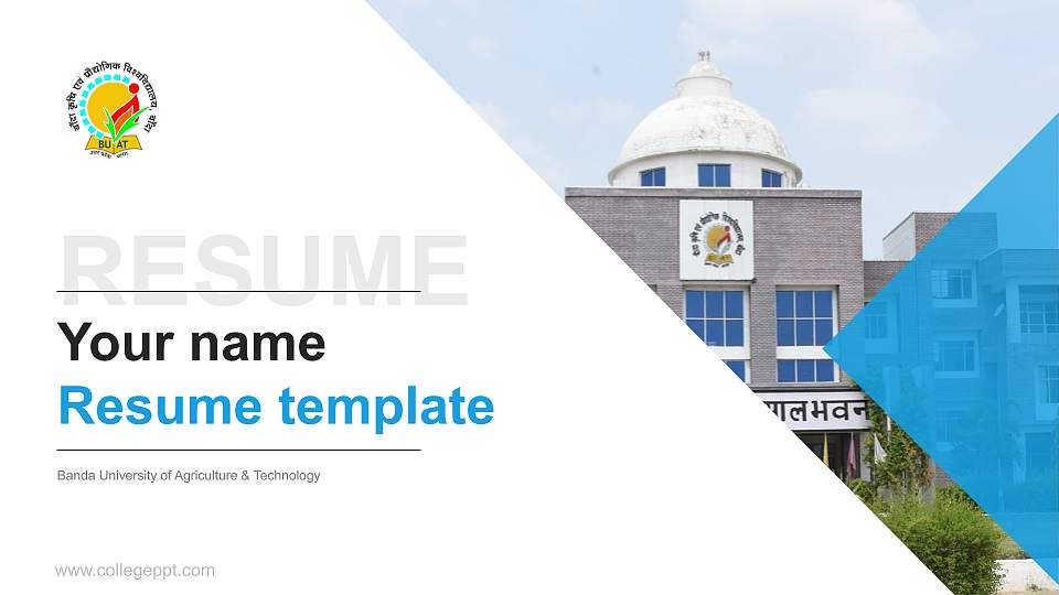 Banda University of Agriculture & Technology Resume PPT Template16:9 ratio PPT effect preview image