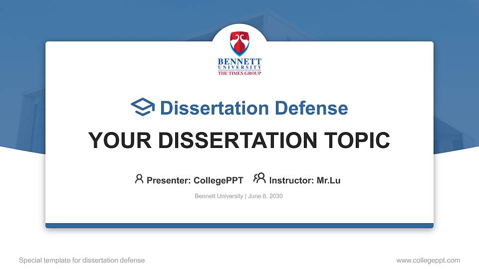 Bennett University Graduation Thesis Defense PPT Template16:9 ratio PPT effect preview image
