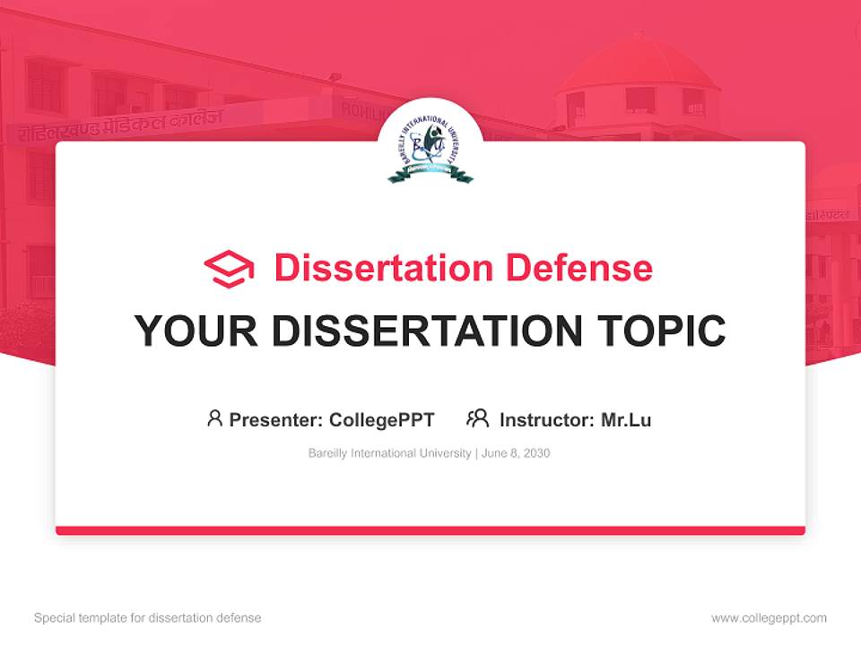 Bareilly International University Graduation Thesis Defense PPT Template4:3 ratio PPT effect preview image7