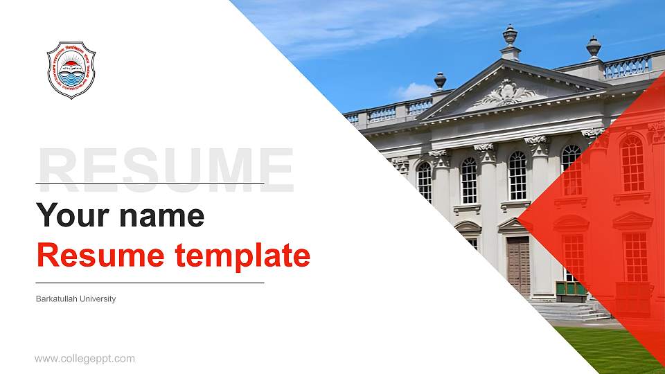 Barkatullah University Resume PPT Template16:9 ratio PPT effect preview image