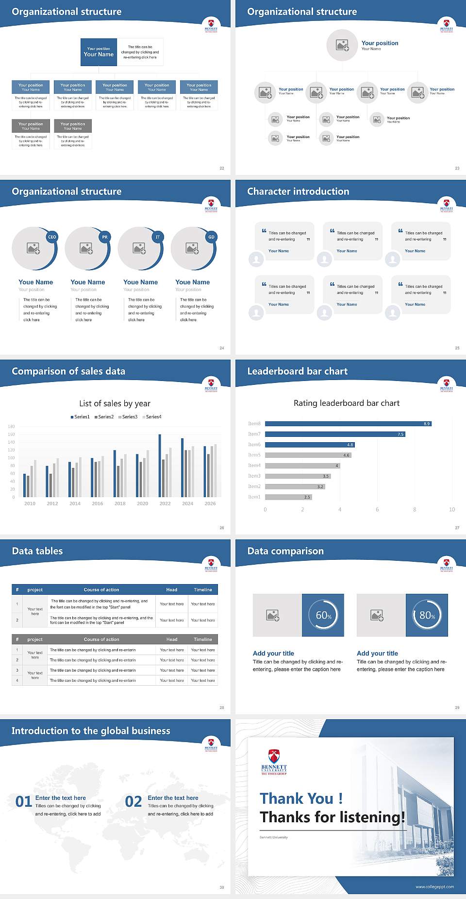 Bennett University Academic Presentation/Research Findings Report PPT Template4:3 ratio PPT effect preview image4