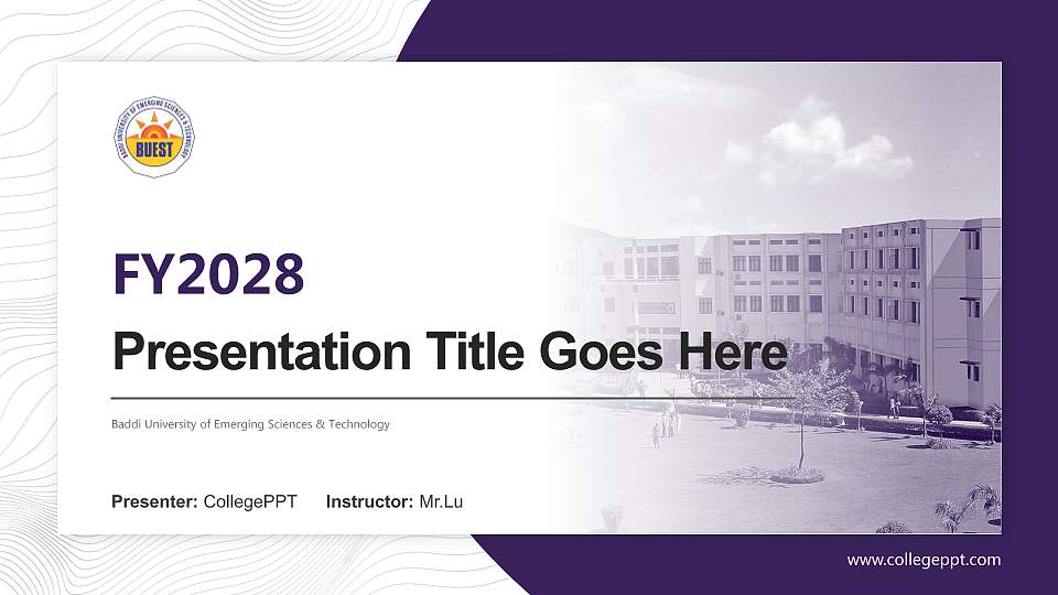 Baddi University of Emerging Sciences & Technology Academic Presentation/Research Findings Report PPT Template16:9 ratio PPT effect preview image