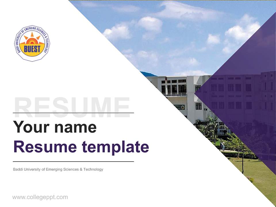 Baddi University of Emerging Sciences & Technology Resume PPT Template4:3 ratio PPT effect preview image5