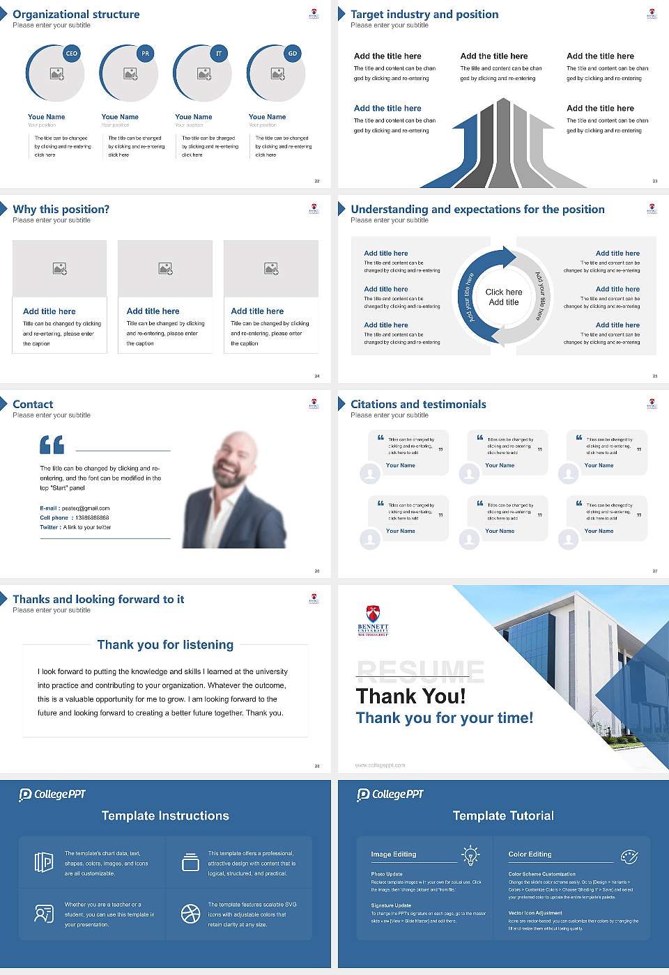 Bennett University Resume PPT Template16:9 ratio PPT effect preview image4