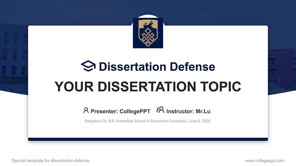 Bengaluru Dr. B.R. Ambedkar School of Economics University Graduation Thesis Defense PPT Template16:9 ratio PPT effect preview image