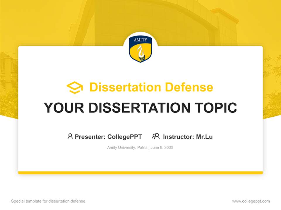 Amity University, Patna Graduation Thesis Defense PPT Template4:3 ratio PPT effect preview image7