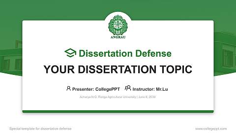 Acharya N.G. Ranga Agricultural University Graduation Thesis Defense PPT Template