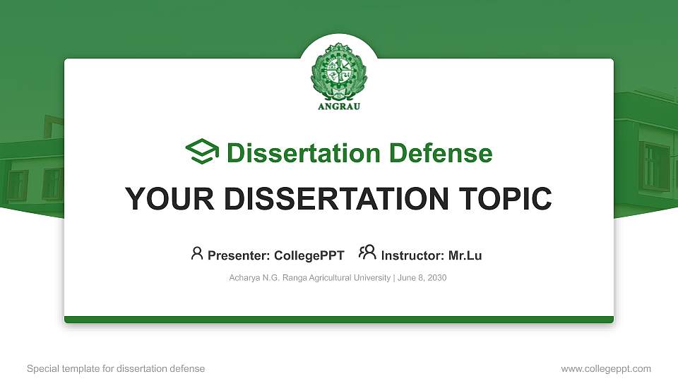 Acharya N.G. Ranga Agricultural University Graduation Thesis Defense PPT Template16:9 ratio PPT effect preview image
