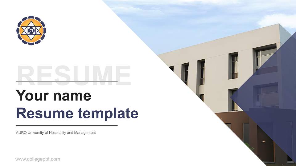 AURO University of Hospitality and Management Resume PPT Template16:9 ratio PPT effect preview image