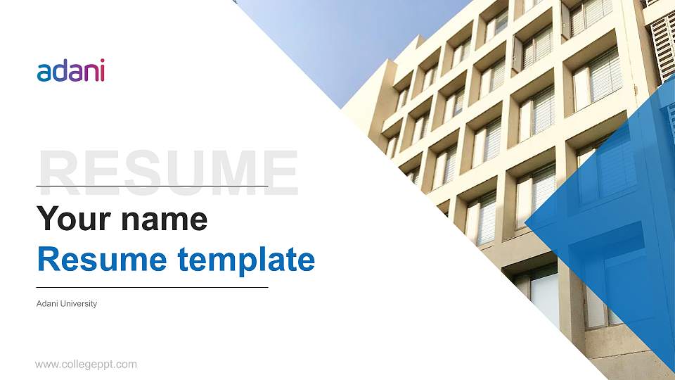 Adani University Resume PPT Template16:9 ratio PPT effect preview image