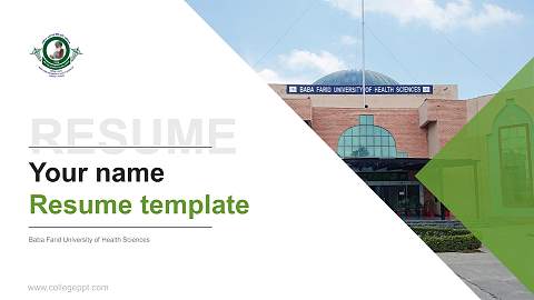 Baba Farid University of Health Sciences Resume PPT Template