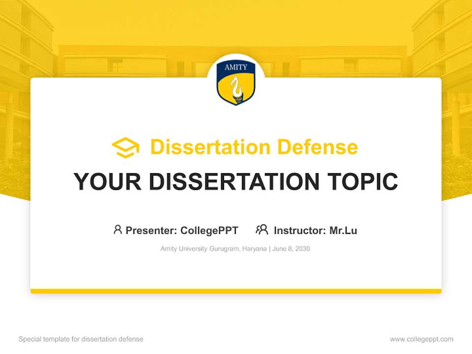 Amity University Gurugram, Haryana Graduation Thesis Defense PPT Template4:3 ratio PPT effect preview image7
