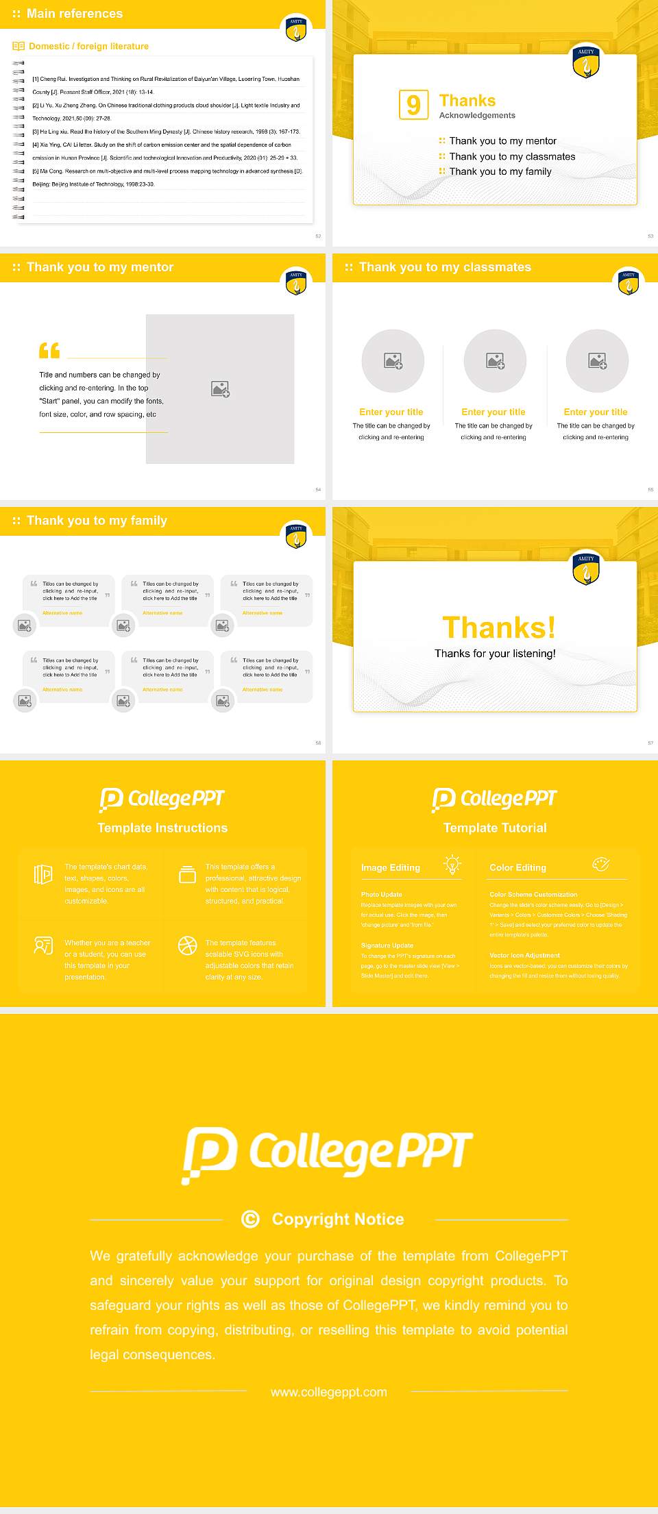 Amity University Gurugram, Haryana Graduation Thesis Defense PPT Template4:3 ratio PPT effect preview image7