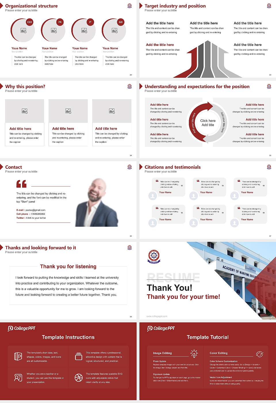 Academy of Maritime Education and Training Resume PPT Template16:9 ratio PPT effect preview image4