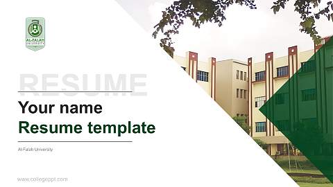 Al-Falah University Resume PPT Template