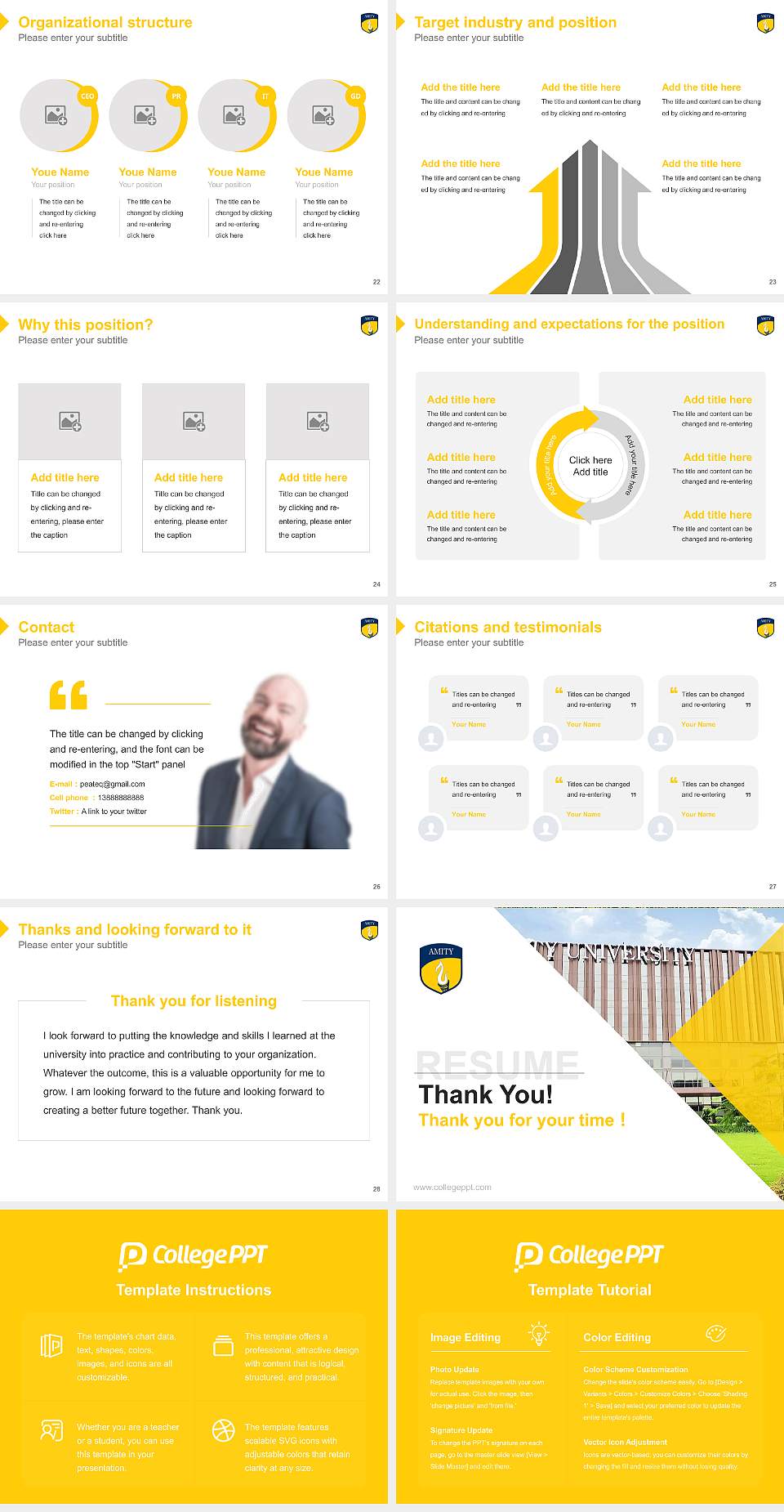 Amity University (Punjab) Resume PPT Template4:3 ratio PPT effect preview image4