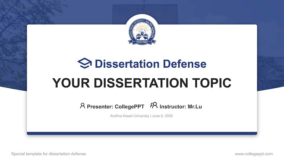 Andhra Kesari University Graduation Thesis Defense PPT Template16:9 ratio PPT effect preview image