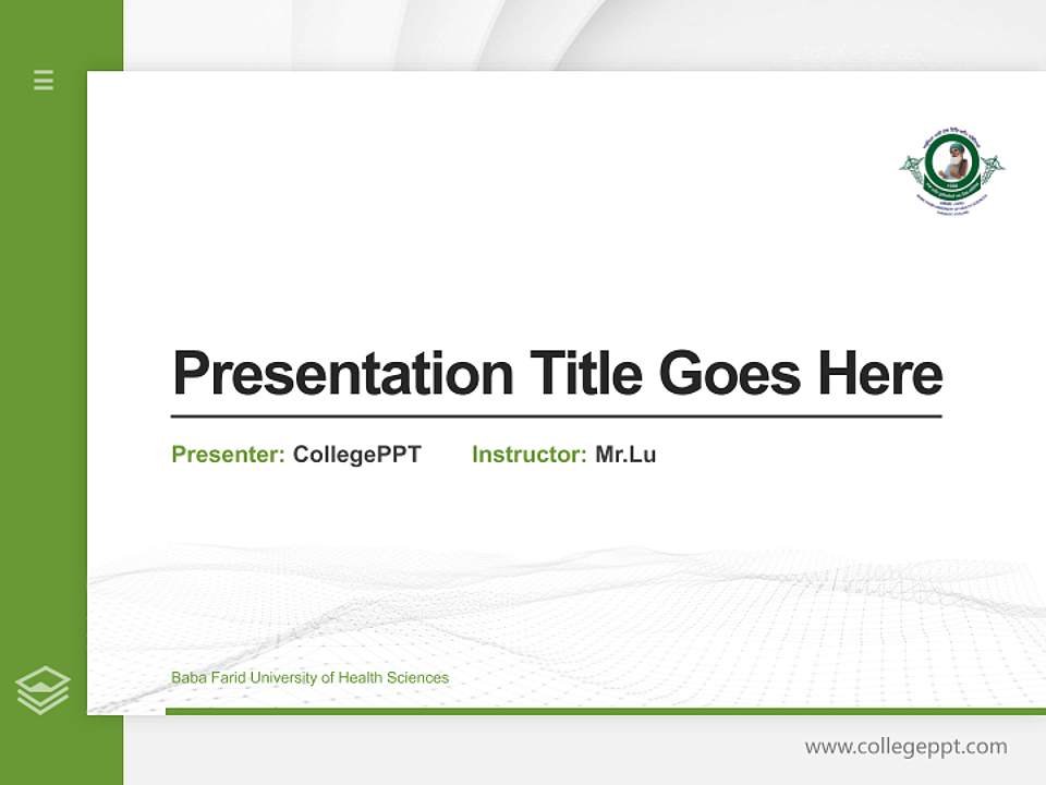 Baba Farid University of Health Sciences Thesis Proposal/Graduation Defense PPT Template4:3 ratio PPT effect preview image5