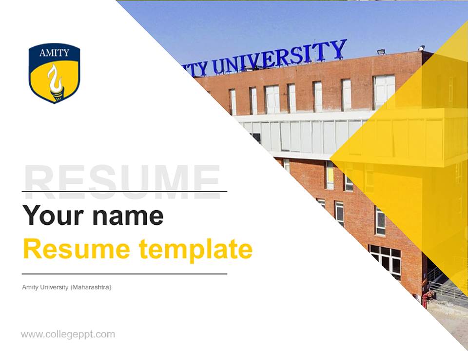 Amity University (Maharashtra) Resume PPT Template4:3 ratio PPT effect preview image5