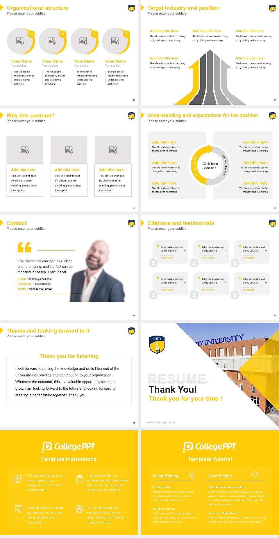 Amity University (Maharashtra) Resume PPT Template4:3 ratio PPT effect preview image4