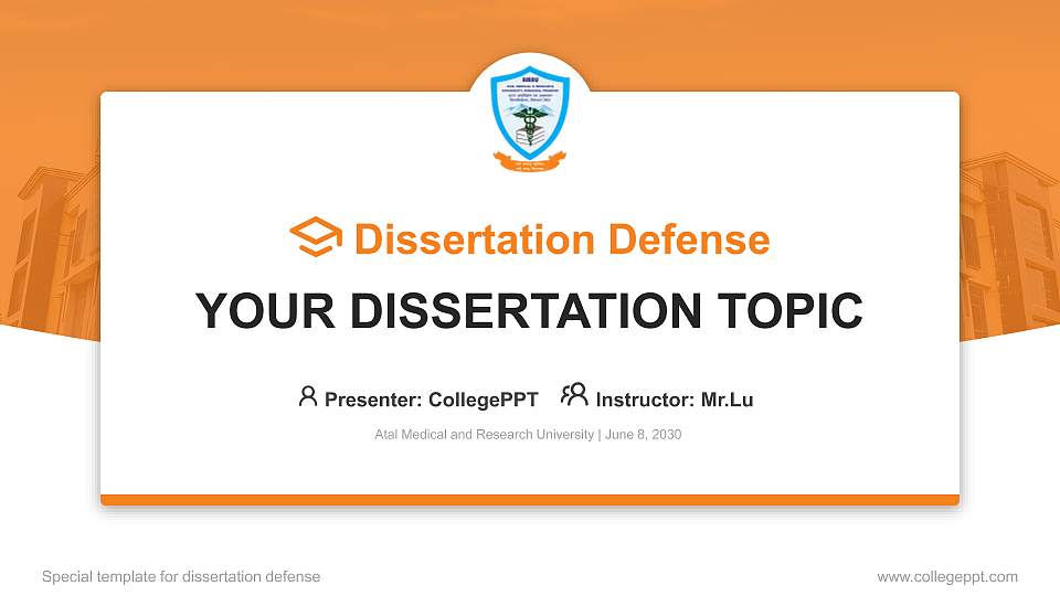 Atal Medical and Research University Graduation Thesis Defense PPT Template16:9 ratio PPT effect preview image