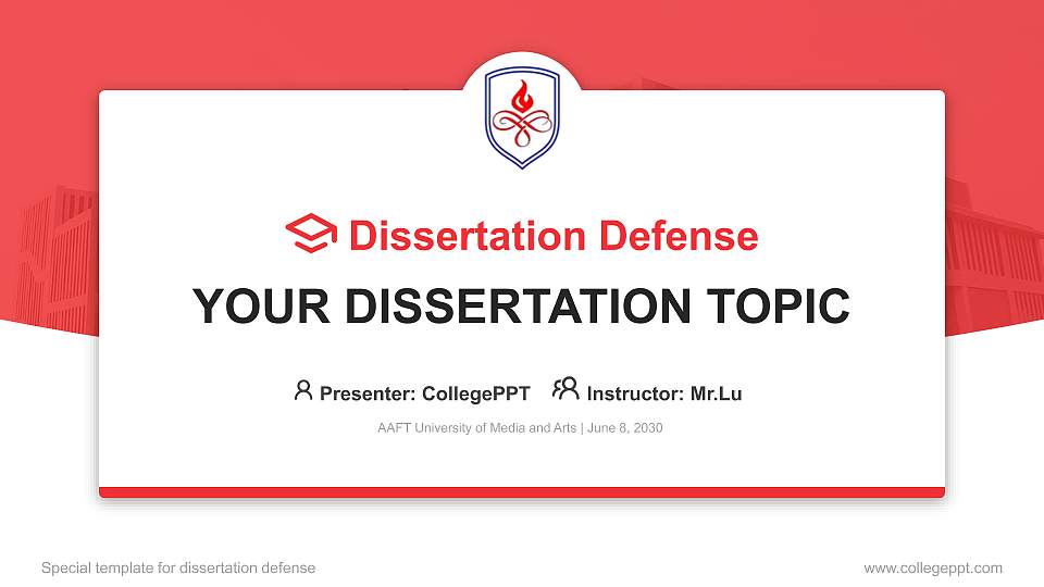AAFT University of Media and Arts Graduation Thesis Defense PPT Template16:9 ratio PPT effect preview image